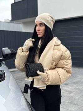 Комплект Chanel : шапка , шарф , рукавички  6017 фото